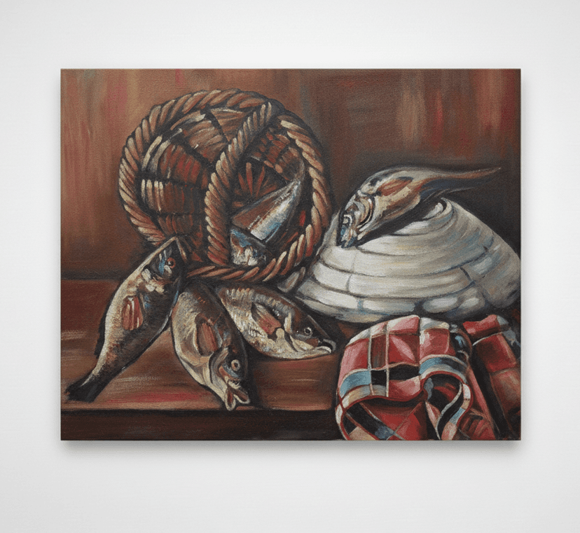 Bodegón Peces - Óleo sobre lienzo - 63 x 50 cm