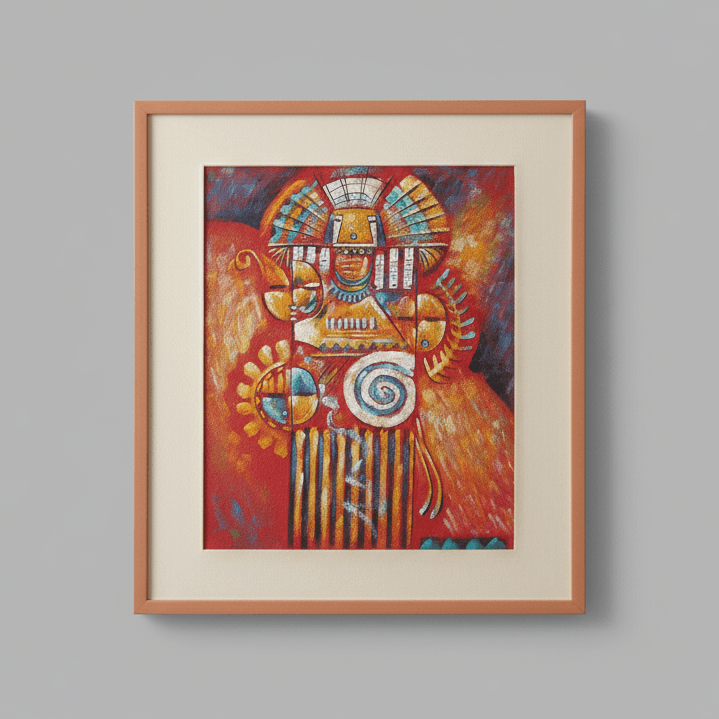 Fiesta del Sol, Inca - Óleo y Acrílico diversas técnicas, enmarcado - 80 x 100 cm