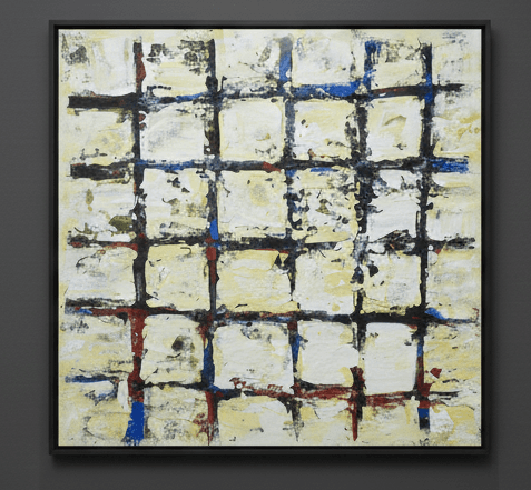 Retícula Cromática — Acrílico sobre papel, enmarcado y acristalado, 71 x 71 cm — José Antonio Hernández, artista canario