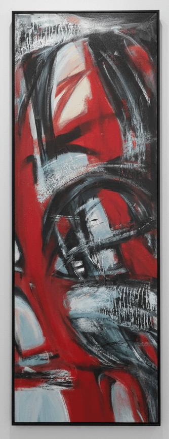Impulso Rojo - Óleo sobre lienzo, enmarcado. - 154 x 54 cm