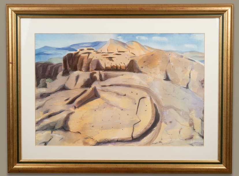 Paisaje Montañas Canarias - Acuarela sobre papel enmarcada - 73 x 56cm